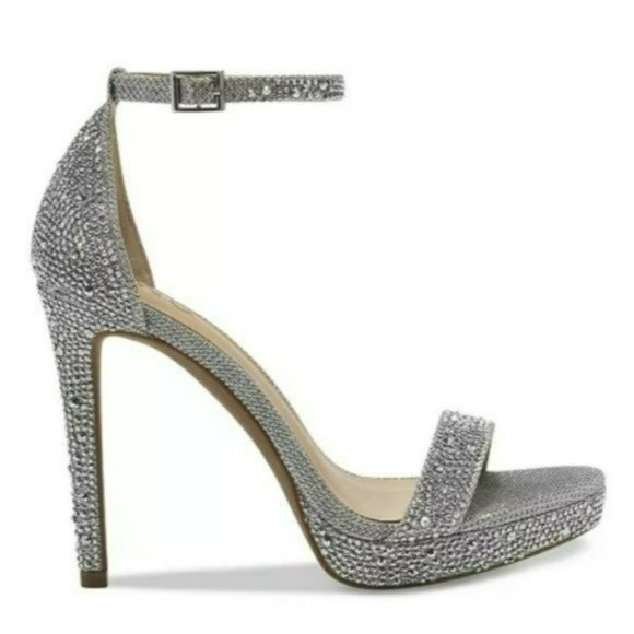 Thalia Sodi Lissy Platform Evening Sandals Silver Bling -9.5 - Picture 2 of 9